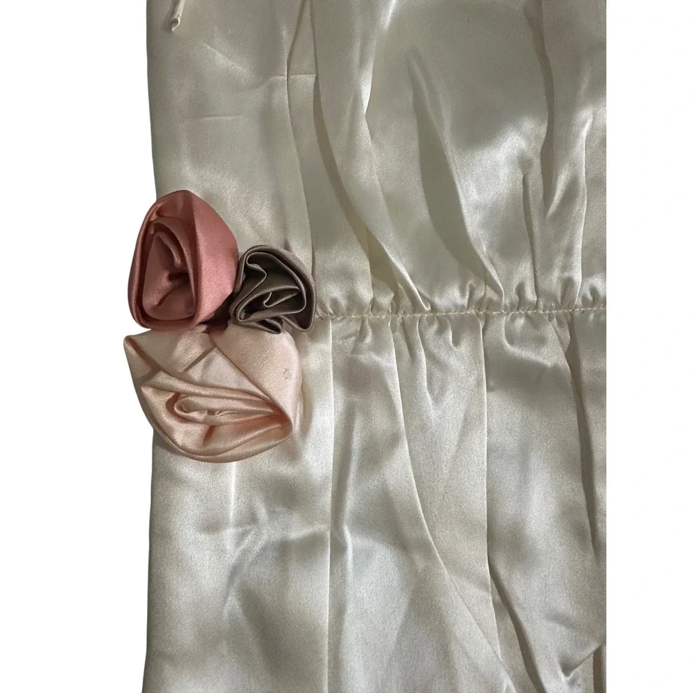 Lynn La Cava 100% Pure Silk Pillowcase Ivory White Rosette Accent Vintage NWT 2